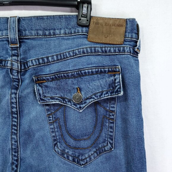 True Religion Ricky Relaxed Straight Denim Jeans Mens Size 42X32 - Picture 10 of 15